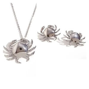 Crab Stainless Steel Waterproof Necklace&Earrings Set